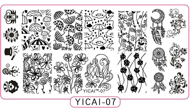 Горячее предложение! Распродажа! 1 шт цветок дизайн ногтей штамп шаблон 40 стилей изображения пластины+ белый пэд качество ногтей штамповка пластины маникюрный инструмент YICAI 01-40