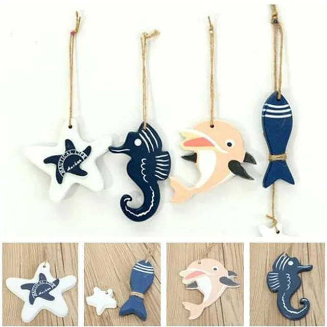 Wooden Fish Star Dolph Mediterranean Hung Nautical Decor Wall Wooden Fish Star Dolph Mediterranean Hung Nautical Decor Wall Ornament Crafts Boat Ship Hang Beach Small