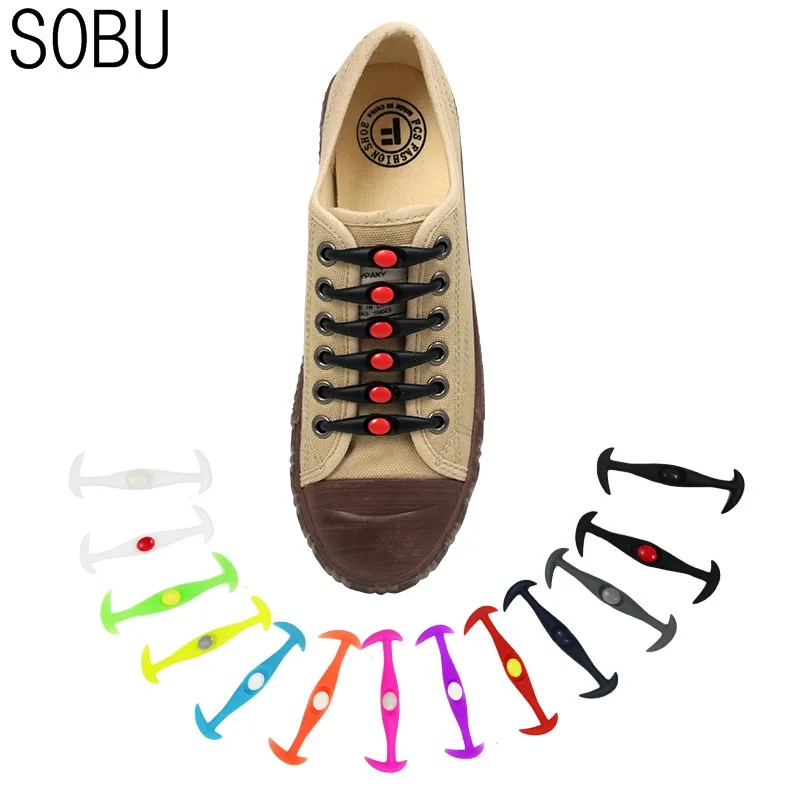 

NEW 12pcs/lot 3 sizes multi-color Shoelaces No Tie Shoelaces Unisex Elastic Silicone Shoe Laces For Men Women