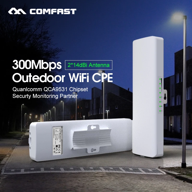 

2pc WIFI Signal Amplifier 300Mbps Outdoor Weatherproof 2*14dbi Antenna 48V POE CPE/Wifi Extender/Access Point/Router Nanostation
