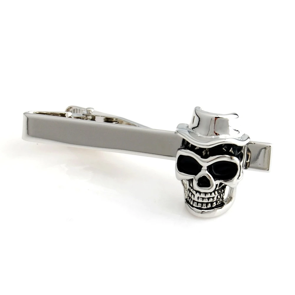 Free Shipping ! YHT 73 Black Enamel Skull Funny and Cool Tie Clips