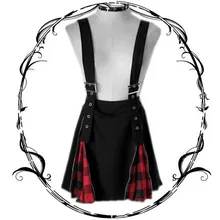 Весенне-летняя Готическая панк с высокой талией красная и черная клетчатая юбка с поясом на молнии Милая плиссированная короткая юбка в форме А