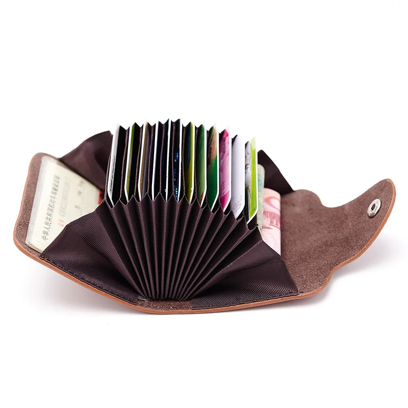 

Lomelobo Hot sale unisex Split Leather Business card holder bags Organ design Bank Credit Card Holders wallet ID Holders HCL3324
