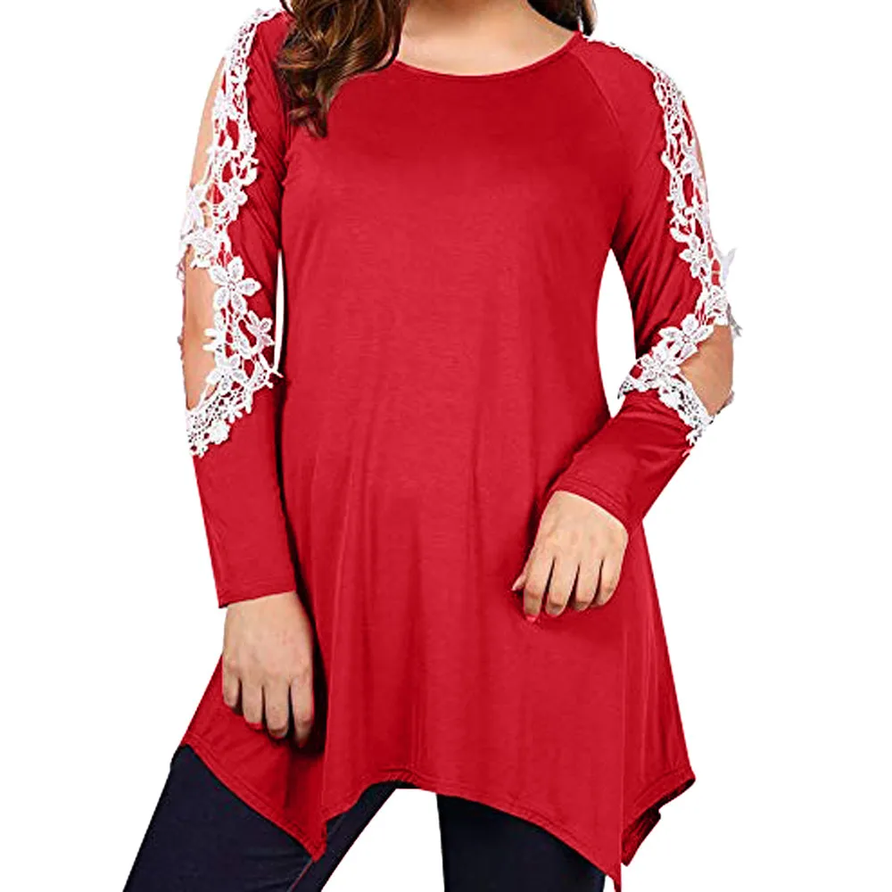 Large Size 5XL Women Blouse Blusas Tops Autumn Vintage Long Sleeve Lace Patchwork Off Shoulder Vintage Pullover Long Shirt