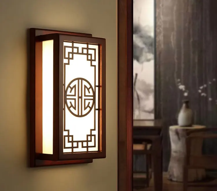 Китайский стиль, деревянный художественный настенный светильник, бра, прикроватный светильник для спальни, гостиной, коридора, коридора, ресторана, настенный светильник, светильник для отеля, бра