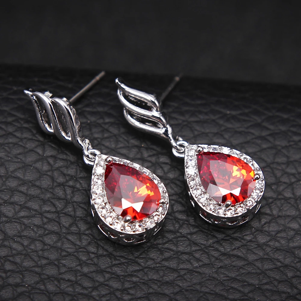 

GR.NERH Red Trendy Design Water Drop Design Earrings Cubic Zirconia Stud Earring For Women Jewelry Earring 2354423-JWK