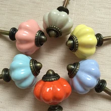 Ceramic Pumpkin Cabinet Knob Drawer Pull Handle Kitchen Door Wardrobe Hardware knobs pull Porcelain Dresser handle for kids room