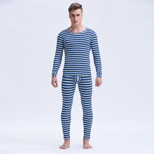 Long John термобелье для мужчин полосатый вырез лодочкой с длинным рукавом топ и брюки теплый термобелье мужской термо костюм