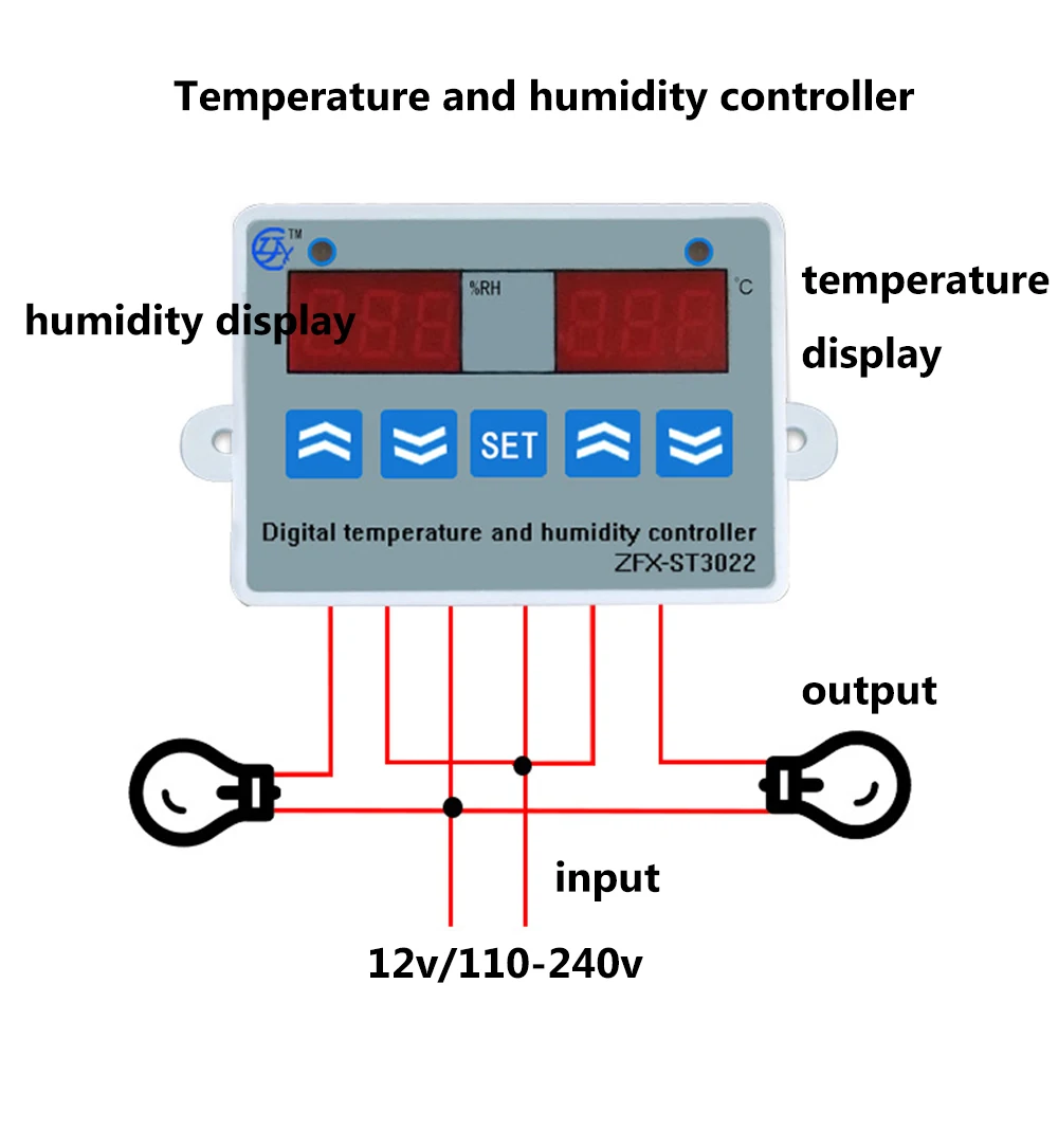 

2 in 1 Digital display Temperature humidity Controller thermostat Humidity control with Sensor AC110-220V