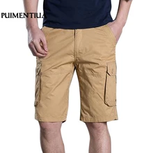 Мужские шорты Pui tiua, мужские рабочие шорты с несколькими карманами, повседневные шорты для отдыха, одноцветные свободные большие спортивные мужские брюки в стиле сафари