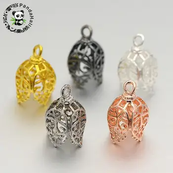 

50pcs Mixed Color, Hollow Filigree Leaf Brass Pendant Bails Connector Fit Fit Charm Bracelet Pendant Accessories,19x12x12mm