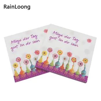 

[RainLoong] Beverage Paper Napkins Flower Vase Event & Party Tissue Napkins Decoration Serviettes 33cm*33cm 5packs (20pcs/pack)