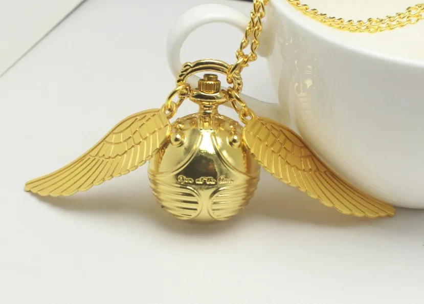 

harri Potter Necklace Top Luxury Golden Snitch Ball Quartz Pocket Watch Pendant with Chain Gifts for Men Women Kids reloj Gift