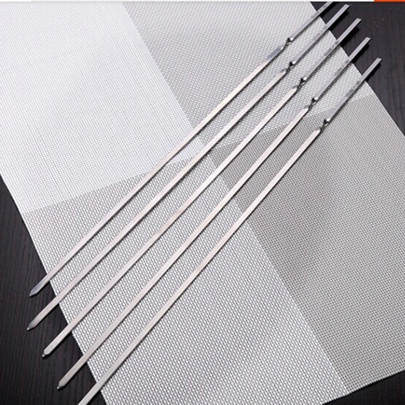 15.7''Stainless Steel Barbeque Skewers Portable BBQ Flat Skewers Shish Kabob Sticks Brbecue Grill Churrasco Sticker GSBKC40