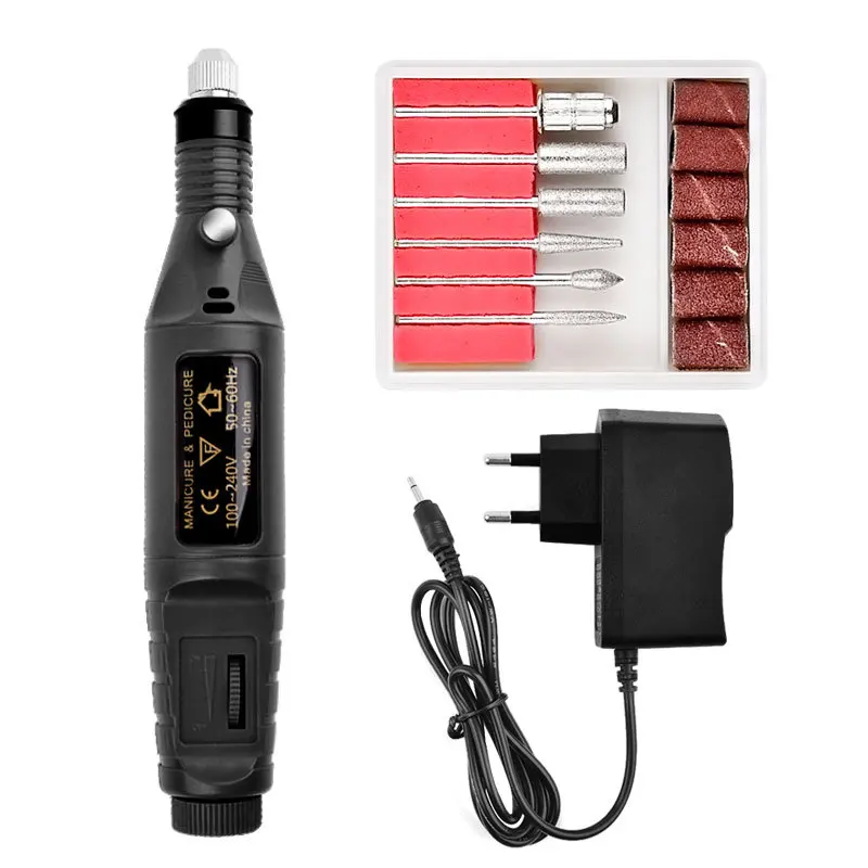 1Set Power Electric Nail Drill Machine Kit Nail Tips Manicure Machine Nail Art Pen Pedicure Nails Art Tools EU/US Plug Dropship - Цвет: Black  EU  PLUG