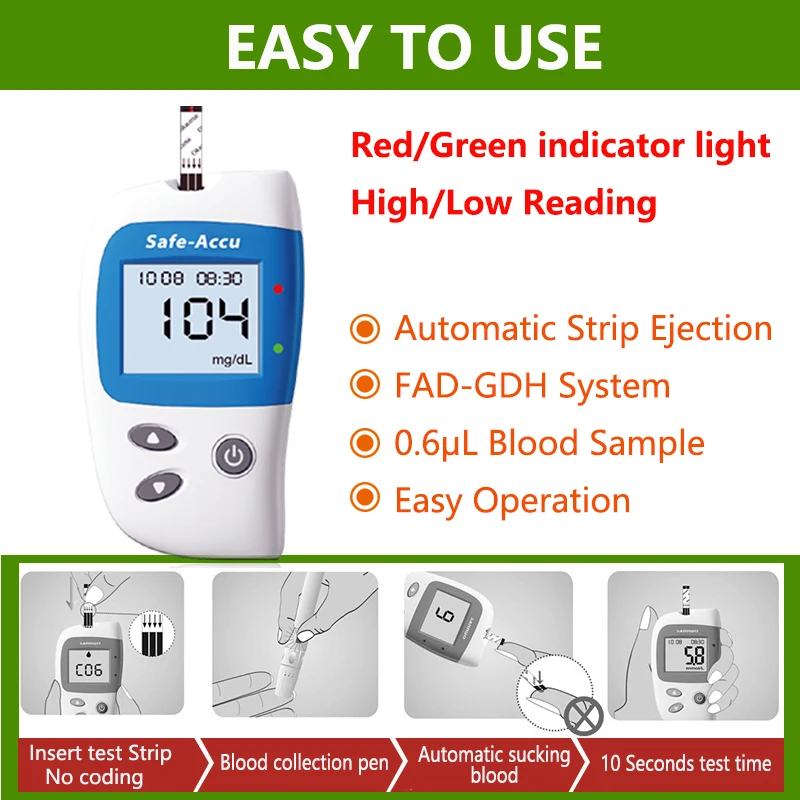 Sinocare Safe Accu2 50/100/200 шт тест полоски для глюкозы в крови с ланцеты иглы определения