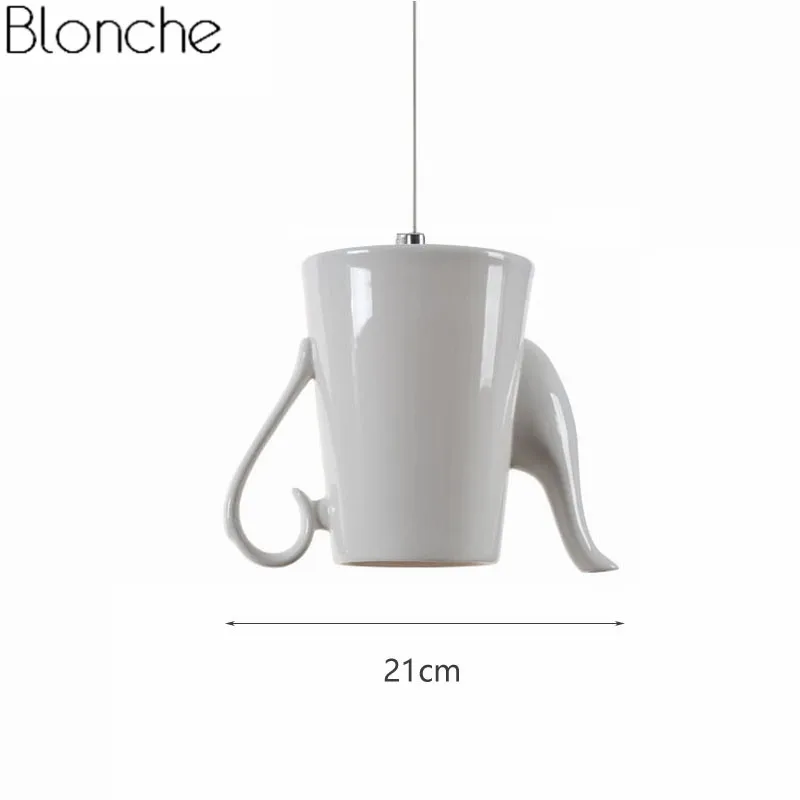 Modern Ceramic Led Pendant Lights Tea Cup Teapot Hanglamp Nordic Hanging Lamp Home Decor Dining Room Kitchen Lighting Fixtures - Цвет корпуса: D