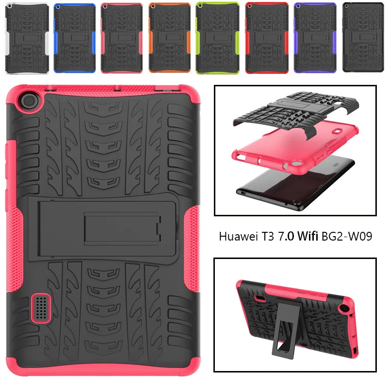 

Hybrid Armor Kickstand Silicon Tablet Case for Huawei MediaPad T3 7 WiFi BG2-W09 7.0 inch Stand Shockproof Cover Funda Coque