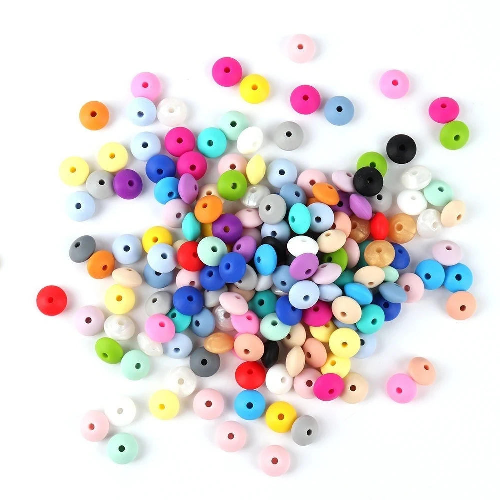 TYRY.HU 10Pcs Silicone Abacus Lentil Beads 12mm BPA Free Baby Teething Beads Chewable Baby Teethers Pacifier Chain Accessories 3