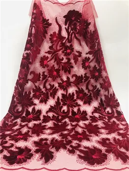 

Fashion African Velvet Lace Fabric 2019 High Quality Lace With Sequins French Lace Fabric For Nigerian Wedding Dress Y6