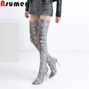 

ASUMER 2020 fashion hot sale over the knee boots pointed toe zip prom boots thin high heels classic thigh high boots big size