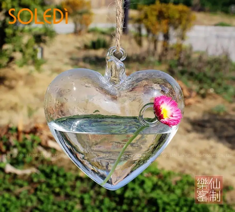 Прозрачное сердце стеклянная подвесная Ваза Бутылка Террариум цветы для дома и сада декор