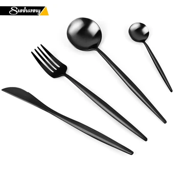 

4Pcs/Set Dinnerware Set 304 Stainless Steel Cutlery Set Western Silverware Tableware Flatware Sets with Box Packing
