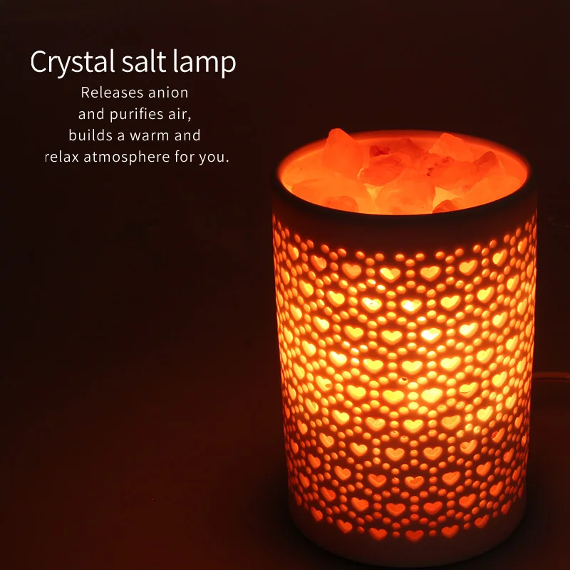 

natural himalayan Crystal salt lamp Light Mood Creator led Air Purifier Creator Indoor lava decor table bedside carved heart