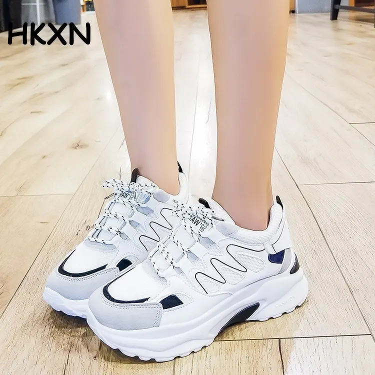 

Women's Chunky Sneakers 2019 Fashion Women Platform Shoes Lace Up Vulcanized Sneakers Dad Shoes Casual Women Floral Lace Heels