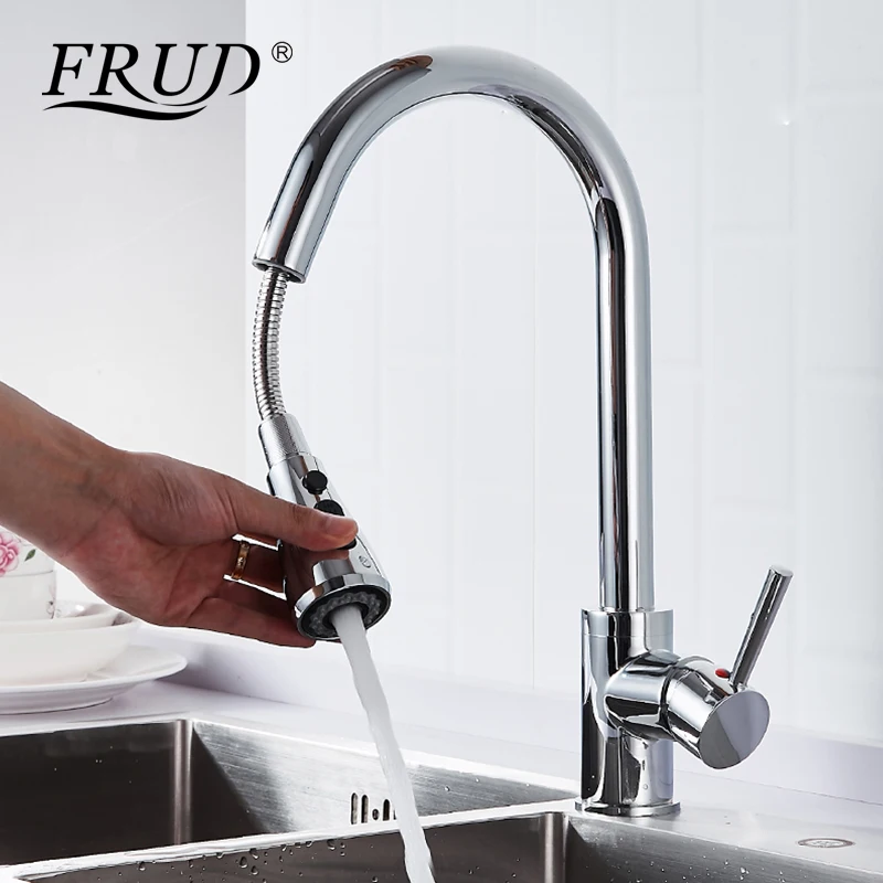 

Frud Pull Out Spray Kitchen Faucet Tap Mixer Single Hand Kitchen Taps Mixer 360 Degree Rotation Hot And Cold Water Tap Y40078