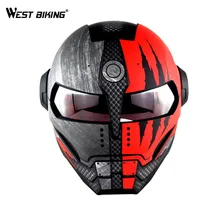 WEST BIKING Personalized Bicycle Full Face Helmet Motocross Motorcycle Helmet Vintage Riding Detachable casque Cycling Helmet