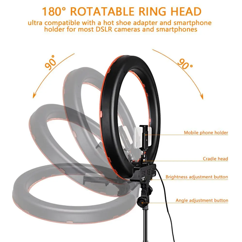 Travor RL-18 приглушаемая Фотографическая кольцо света с сумка 240 шт. led бусины внутри 55 Вт ringlight лампы для макияж и легкий штатив
