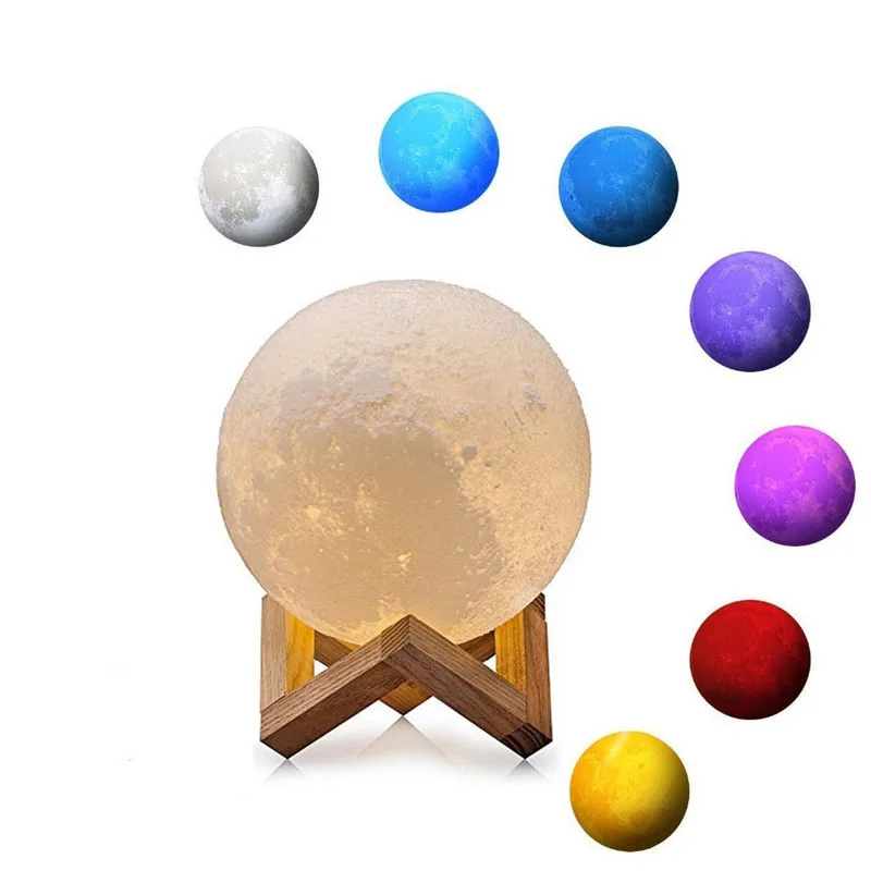 cheap GZMJ 3D Print Moon Lamp Rechargeable Touch Switch Bedroom Bookcase Night Light Home Decor Creative Gift USB Led Lights For Home