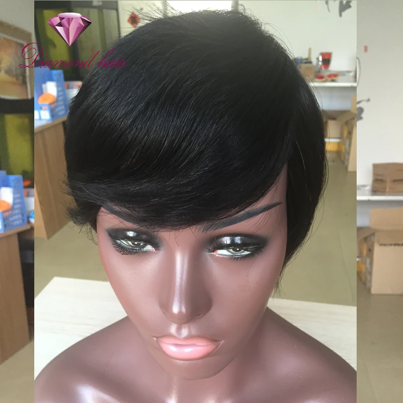 10A Peruvian Short Diamond Wigs 2017 New Fashion No Lace Human Hair