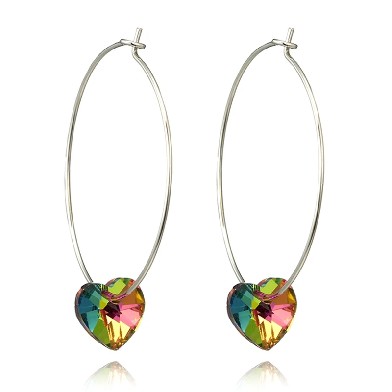 

New Arrival Colorful Love Heart Hoop Earrings For Women Girls Statement Earrings Fashion Party Jewelry Best Gift