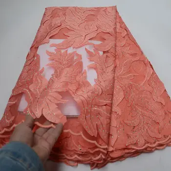 

African French Mesh Tulle Lace Fabric High Quality Organza Lace Nigeria with Sequins-LP30