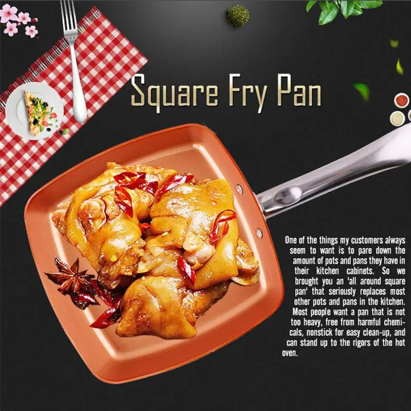 

1Pcs Aluminum Alloy Nonstick Deep Square Induction Saute Pans Multi-purpose General Use For Gas And Induction Cooker