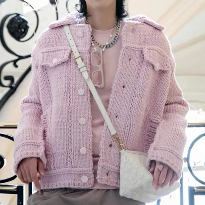 

LANMREM 2019 Autumn And Winter New Casual Fashion Temperament Men Jacket Loose Plus Solid Color Wild Sweater Coat TC560