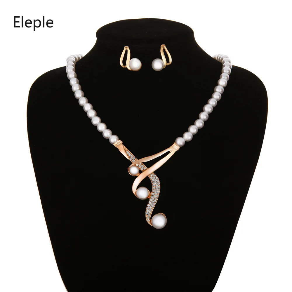 

Eleple Elegant Imitation Pearl Necklace Earrings Jewelry Sets Wholesale Women Fashion Jewellery Set Accessories Supplier A5008