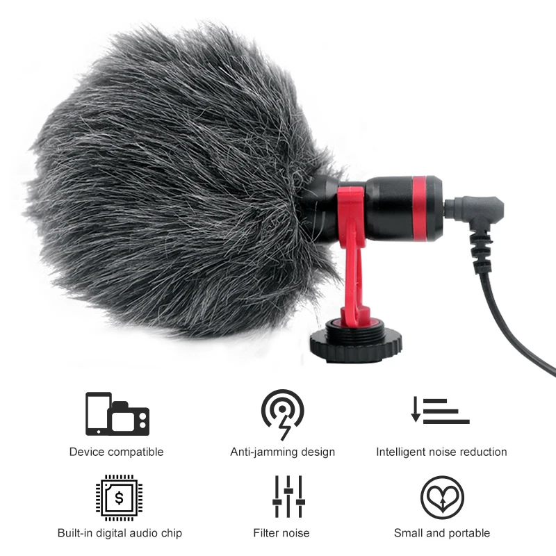 Микрофон DSLR видеомикрофон для Youtube запись влогов микрофон iPhone HuaWei DJI Osmo Mobile 4 3 2 ZHIYUN
