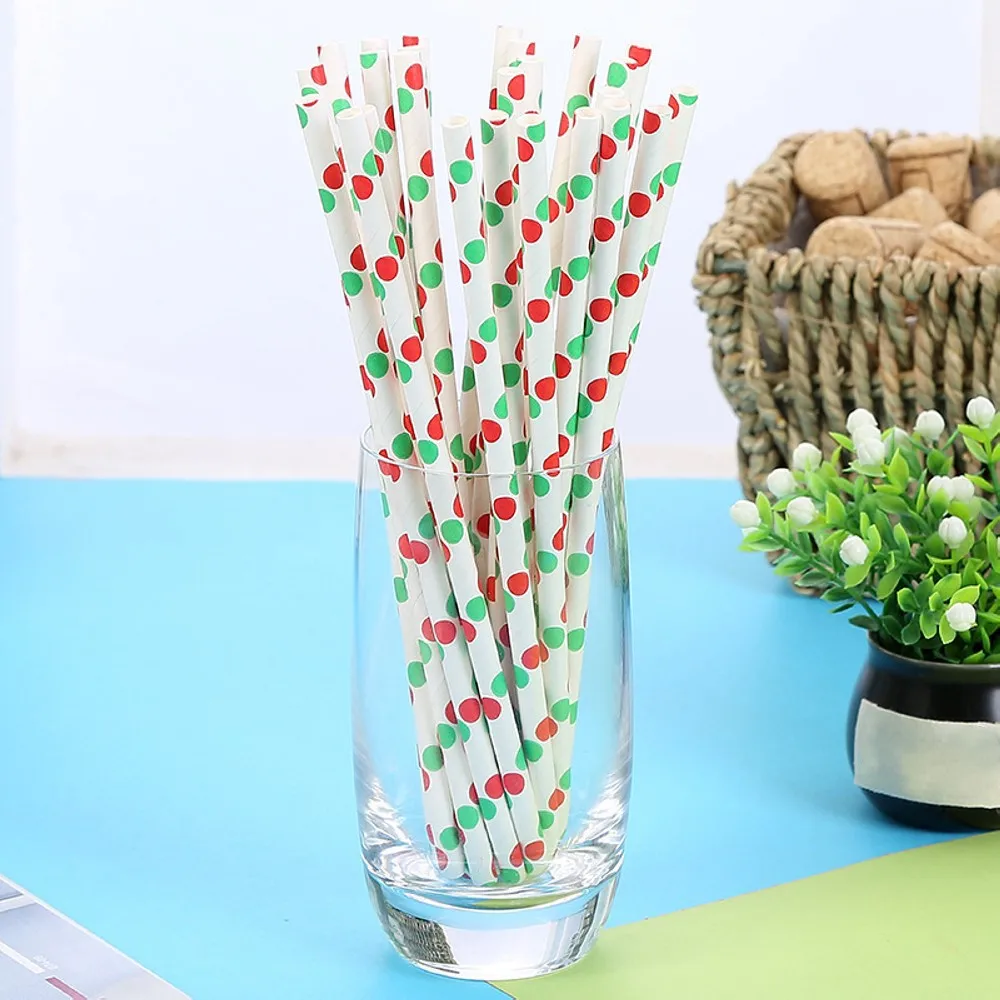

25pcs/Lot Disposable Straw for Birthday Wedding Party Dot Printed Party Decoration Summer Party Tableware Suppliers Paper Starws