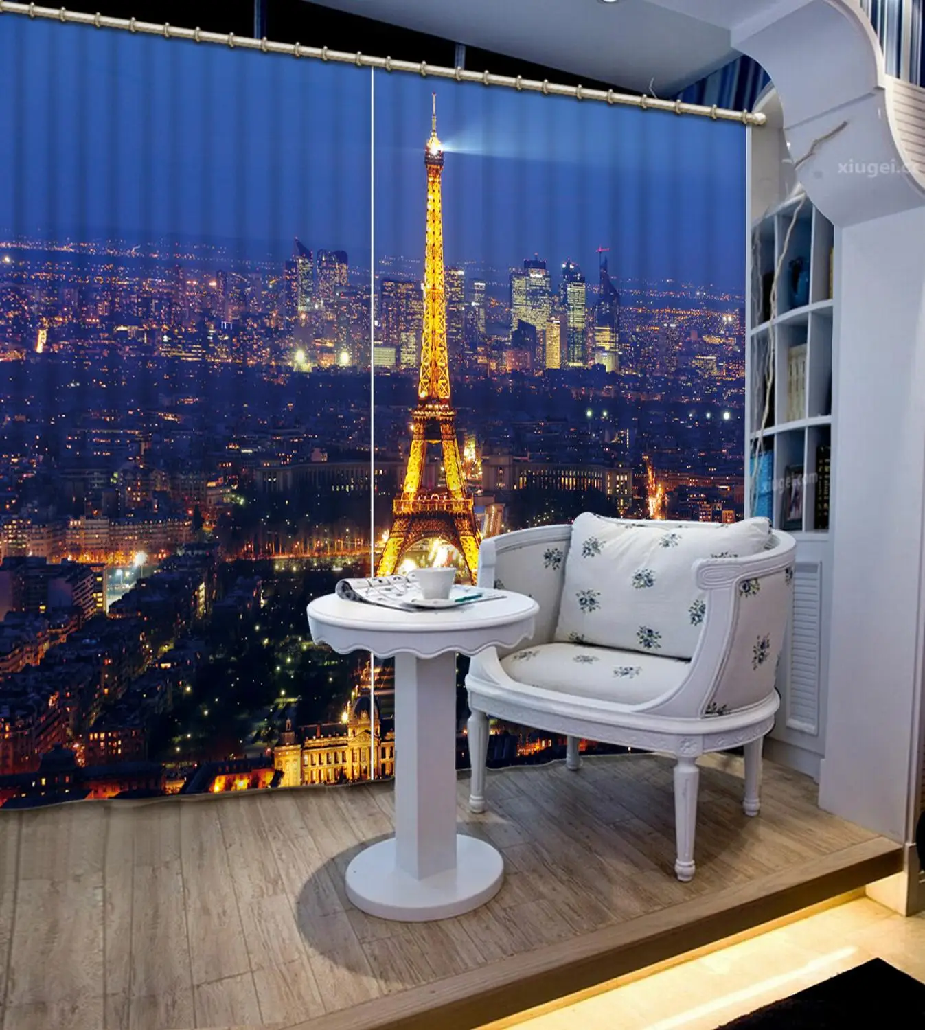 

City night scene Curtain Luxury 3D Window Curtain For Living Room tower curtains Blackout curtain