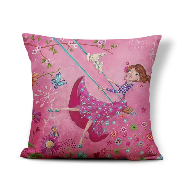 Character Cushion Covers Cartoon Princess Prince Pillowcases Decorate Home Living Room Kid Gifts