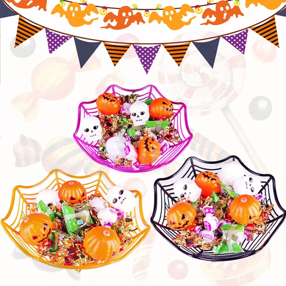 

Plastic Spider Web Fruits Candy Basket Creative Spiderweb Bowl Halloween Party Decor Halloween decoration Party Supplies#281248