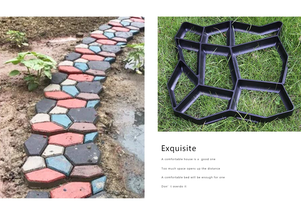 Garden Path Maker Mold For DIY Plastic Path Maker Mold Paving Cement Brick Molds Garden Stone Road Concrete Pavement Mold Tool (2)