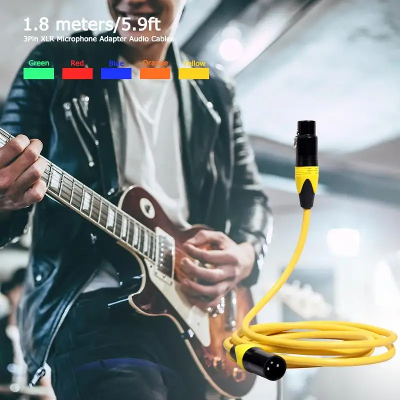 5 шт. 1 8 м/6 м цветной XLR 3pin Штекерный аудио кабель микрофон электрическая гитара m/F