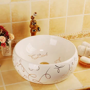 

White Europe Vintage Style Ceramic Art Basin Sinks Counter Top Wash Basin Bathroom Vessel Sinks Vanities porcelain bathroom sink