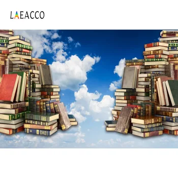 

Laeacco Study Book Piled Back To School Graduation Baby Portrait Sky Cloud Photo Backgrounds Photography Backdrops Photo Studio