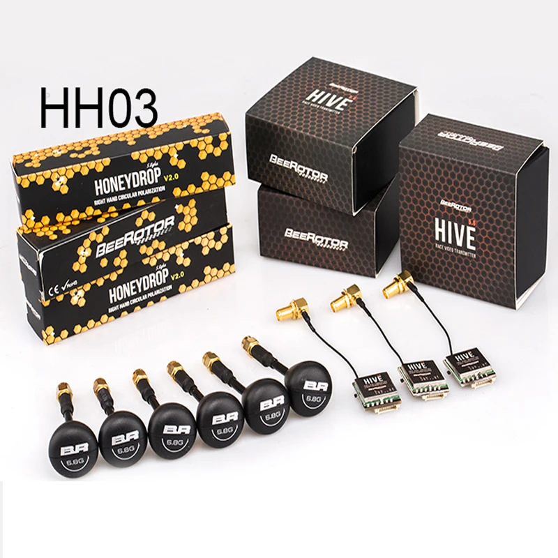 

BeeRotor 5.8G HiVE Video Transmitter VTX and HoneyDrop Antenna V2 RX Combo Set SMA Female HH01