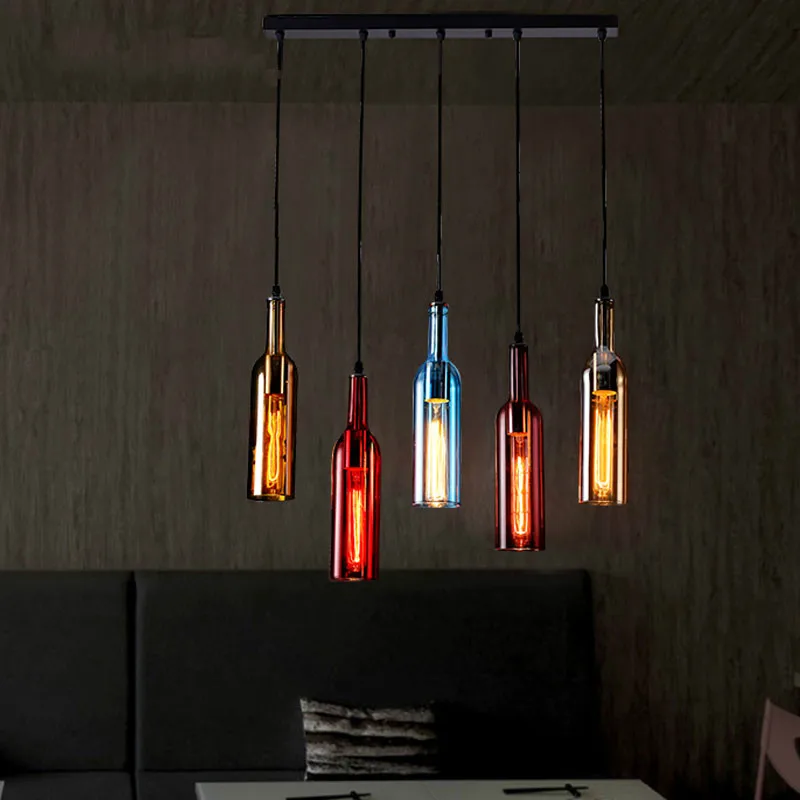 Lámpara nórdica Eusolis botella De vino luces colgantes iluminación del hogar iluminación moderna iluminación Interior Lustres Para Sala De Jantar